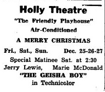 dec 1959 ad Holly Theatre, Holly